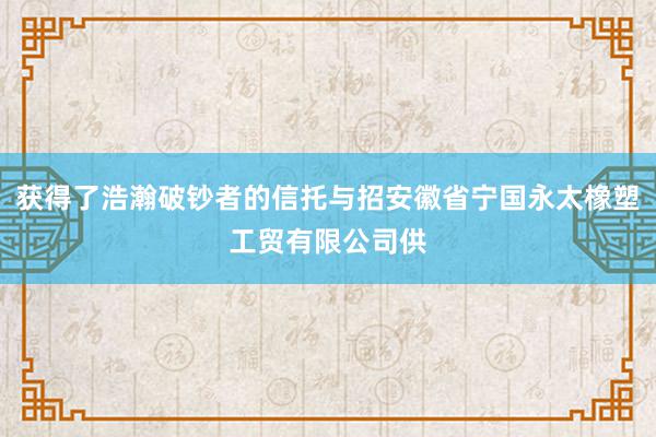 获得了浩瀚破钞者的信托与招安徽省宁国永太橡塑工贸有限公司供